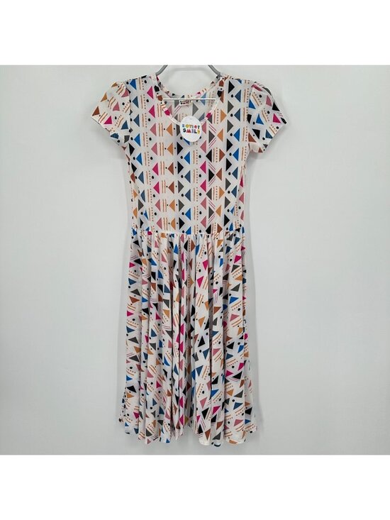 Dot Dot Smile Other - Dot Dot Smile Girl's Cap Sleeve Dress sz 11 Short Sleeve White/Aztec/Geo Print
